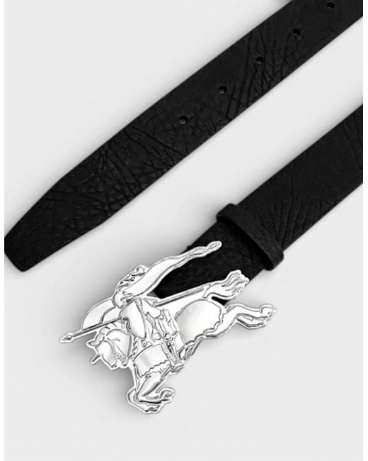 Burberry Black Leather Knight Buckle 30Mm Belt for men
