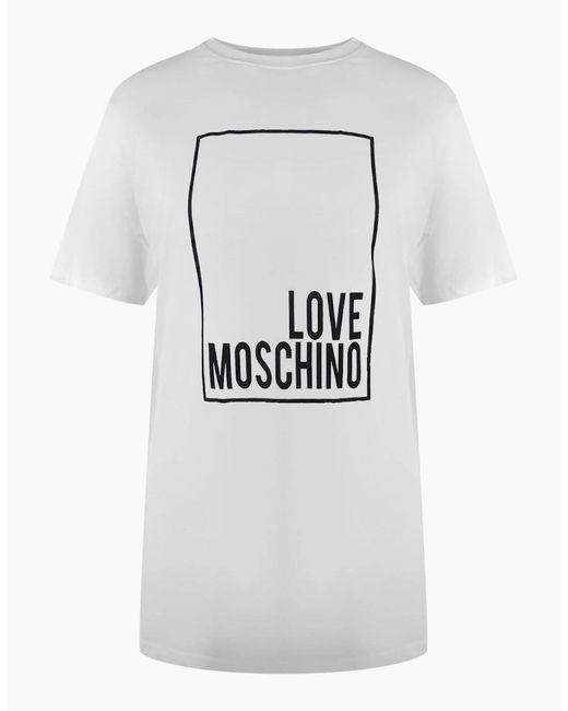 Love Moschino Gray Box Logo T-Shirt