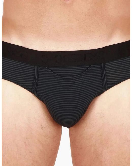 Hom Black Simon Stripe Modal Stretch Mini Ho1 Brief for men