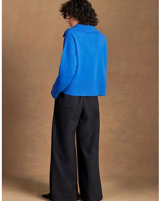 Ro&zo Blue Cobalt Collar Jumper With Cashmere