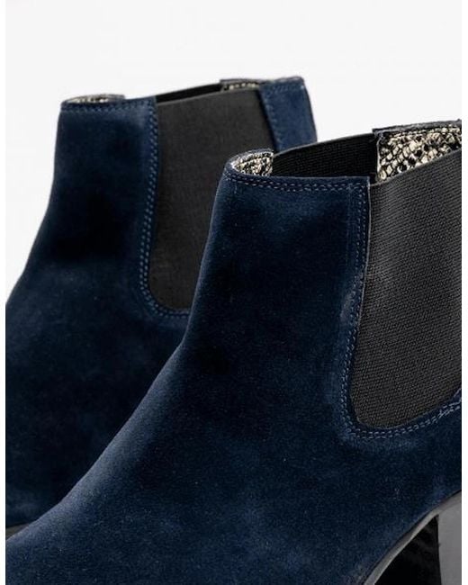 Club Cubano Blue Mccartney Suede Winklepicker Cuban Heel Boots for men