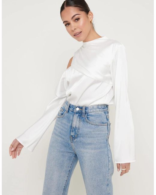 Pretty Lavish White Jett Asymmetric Blouse