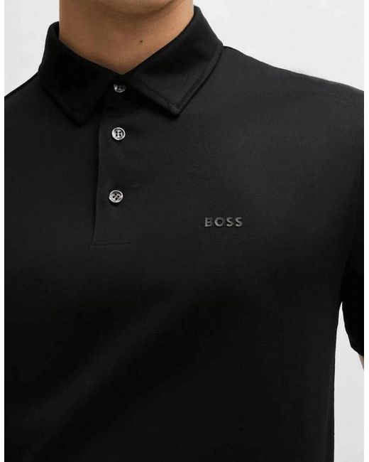 Boss Black Palosh Cotton Rubberised Logo Polo Shirt for men