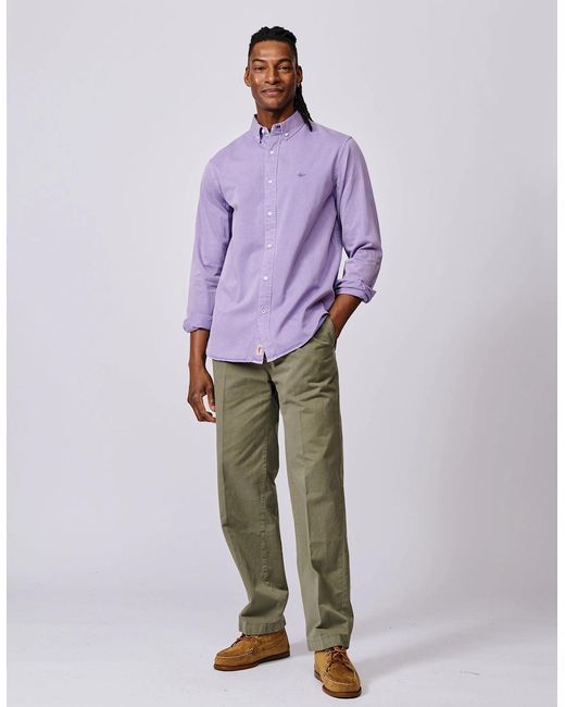 aubi Purple Hessle Button Down Shirt for men