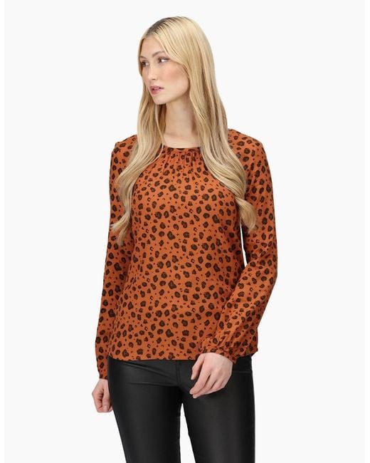 Regatta Orange Ladies Hadria Animal Print Blouse