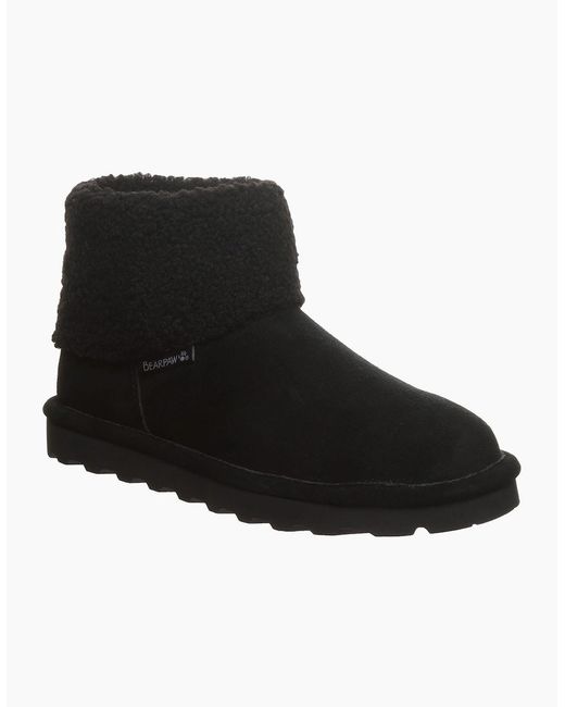 BEARPAW Black Jessa Suede Winter Ankle Boots