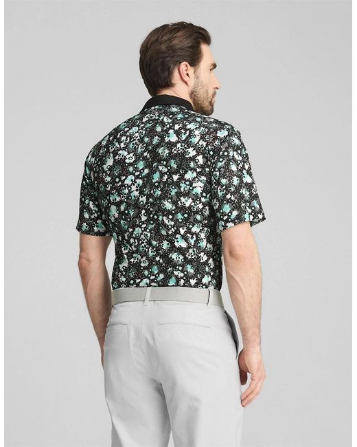 PUMA Black Cloudspun Abstract Camo Polo Shirt for men