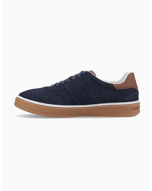 Hush Puppies Blue Carlos Suede Trainer Leather Trainers for men