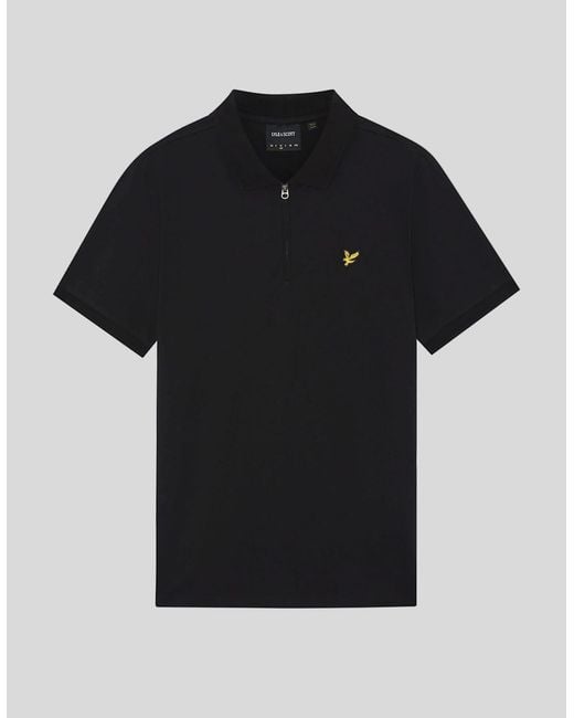 Lyle & Scott Black 1/4 Zip Short Sleeve Polo Shirt for men