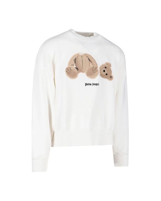 Palm Angels White Kill The Bear Crew Sweatshirt for men