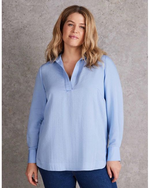 Live Unlimited London Blue Dusty Long Sleeve Collared Shirt