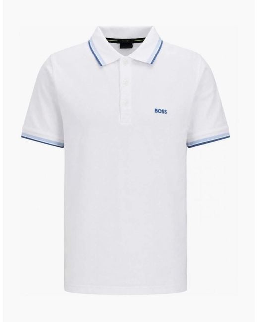 Boss White Paddy Polo Shirt for men