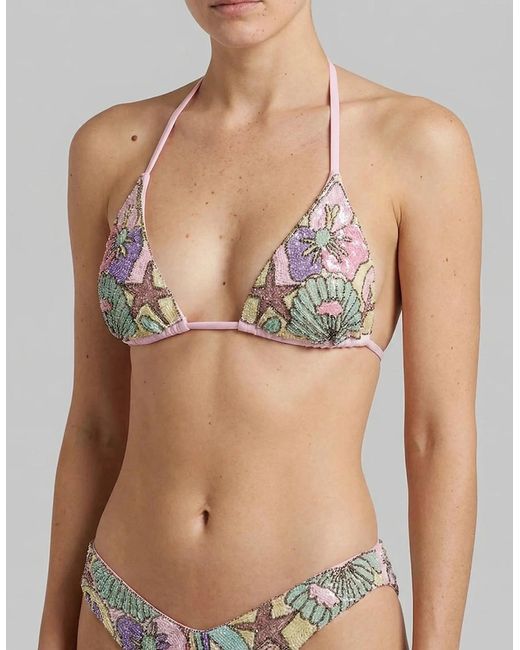 Oceanus Black Talia Hand Embroidered Multi Colour Bikini Bottom