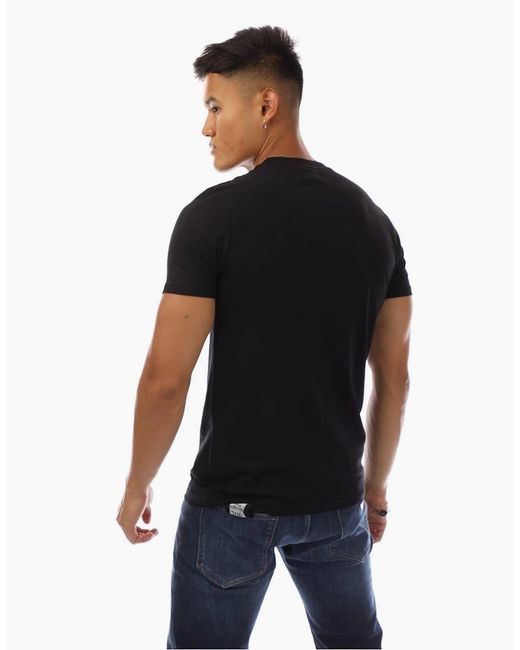 Aquascutum Black Logo Print Regular Fit Crew Neck T-Shirt for men