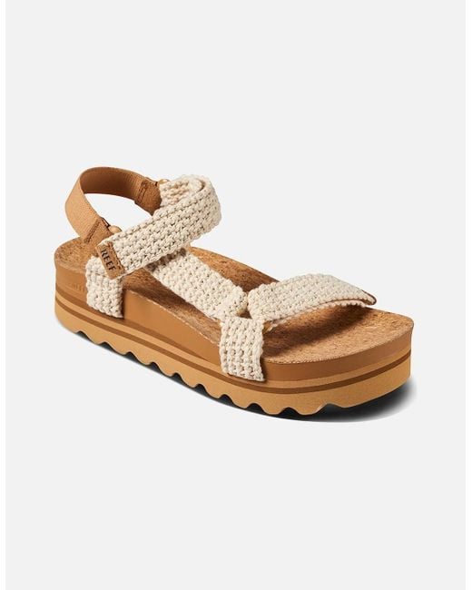 Reef White Cushion Rem Hi Sandal Crochet Natural