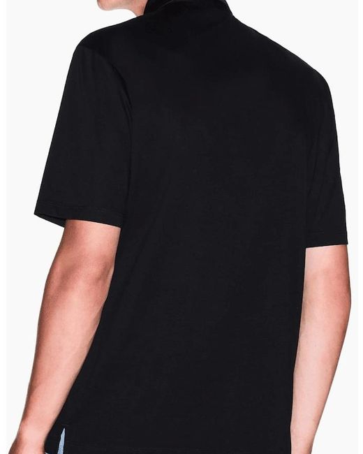 ARMANI EXCHANGE Black Mercerized Cotton Rubber Ax Polo Shirt for men