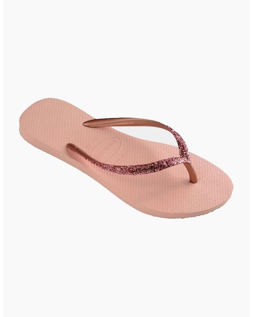 Havaianas Pink Slim Glitter Flip Flops