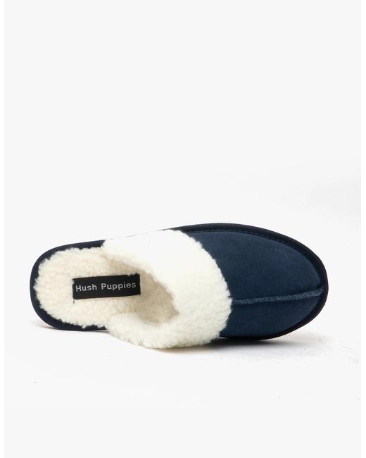 Hush Puppies Blue Arianna Suede Mule Slippers