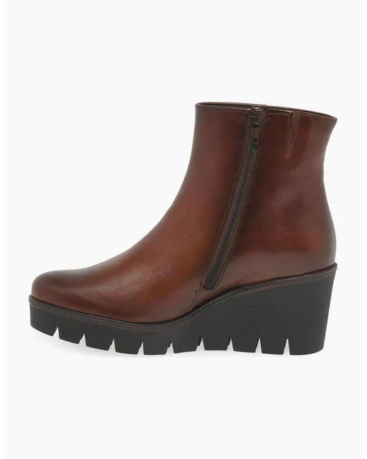 Gabor Brown Utopia Wedge Heel Ankle Boots