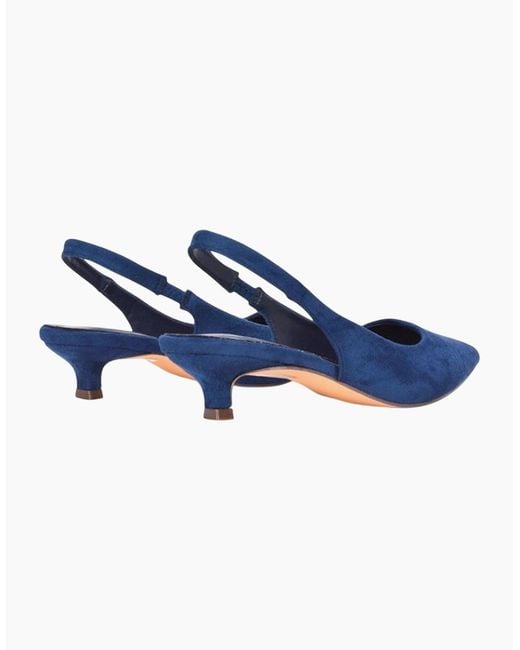 XY London Blue Ladies Leila Sling Back Low Kitten Heel Court Shoes