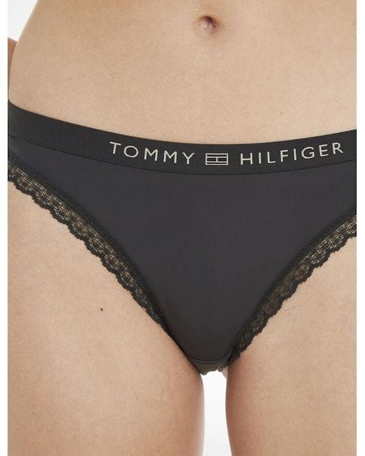 Tommy Hilfiger Black Th Tonal Logo Lace Bikini Brief