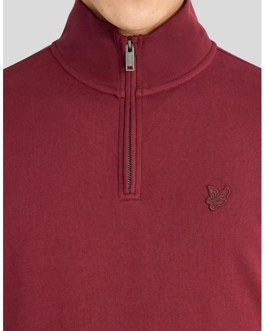 Lyle & Scott Red Superfine Cotton 1/4 Zip Sweatshirt for men