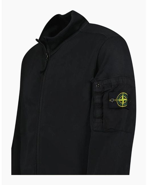 Stone Island Black Cotton Fleece Track Jacket for men