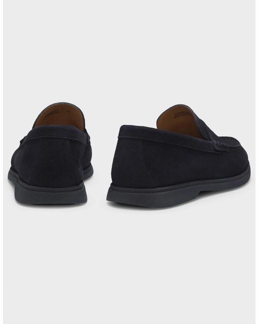 Boss Blue Boss Sienne Suede Loafers With Logo Penny Trim for men