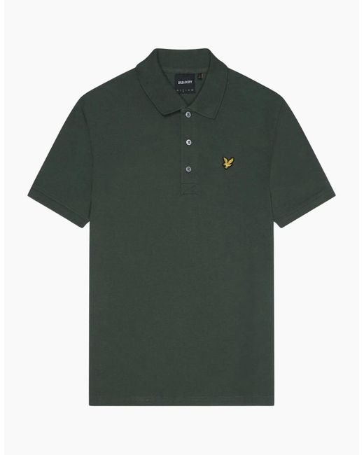 Lyle & Scott Green Lyle & Scott Branded Chest Logo Deep Polo Shirt for men