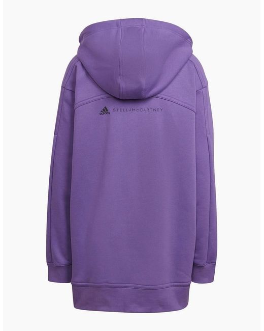 Adidas Purple Solid Patterned Hooded Drawstring Ribbed Cuff Zipped Pocket Three