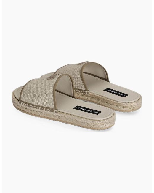 Dolce & Gabbana White Branded Canvas Sandals for men
