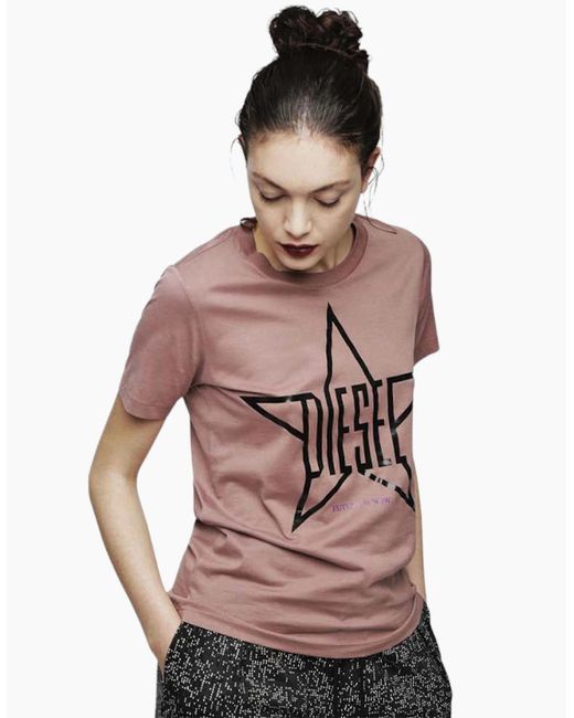 DIESEL Pink T Sily Za T Shirt Crew Neck Short Sleeve Top Casual Summer Tee New
