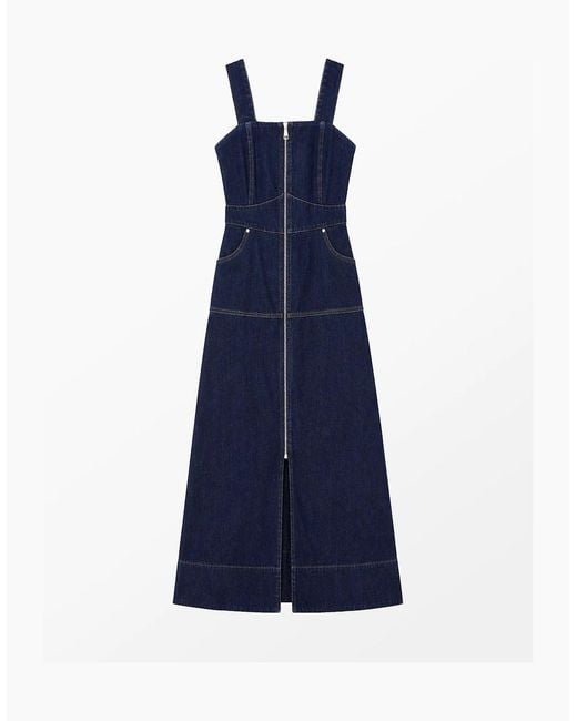 Ro&zo Blue Petite Denim Zip Front Midi Dress