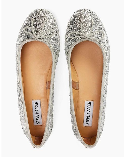 Steve Madden Gray Blossoms R Metallic Patterned Flats