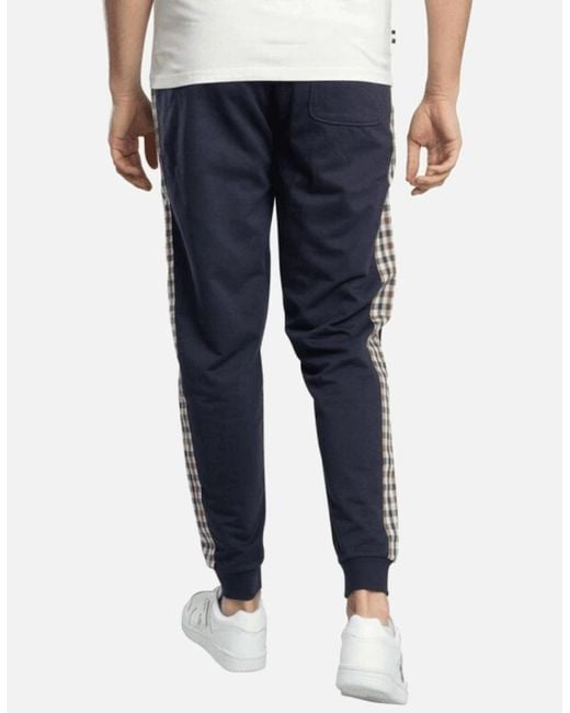 Aquascutum Blue Club Check Taped Jogging Pant for men