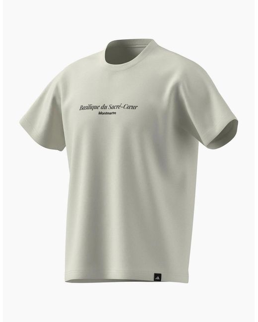 Adidas Gray Paris Text Graphic Crew Neck Short Sleeve T-Shirt for men