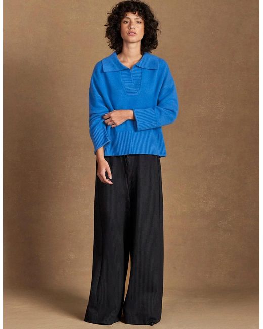 Ro&zo Blue Cobalt Collar Jumper With Cashmere