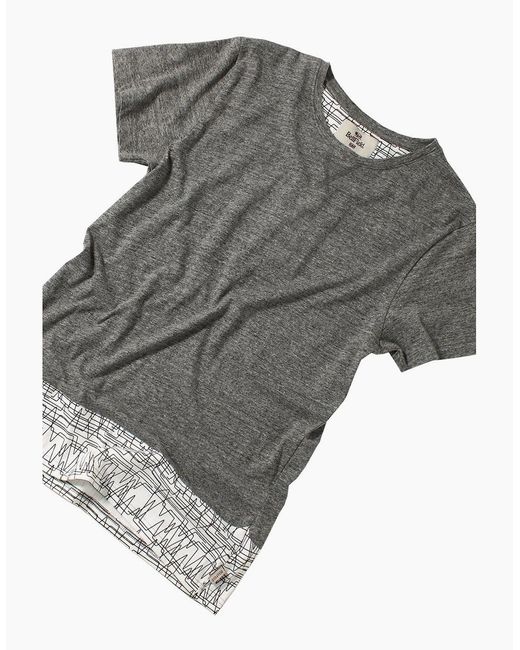 Bellfield Clothing Gray Asberg Splice T-Shirt With Linear Print for men
