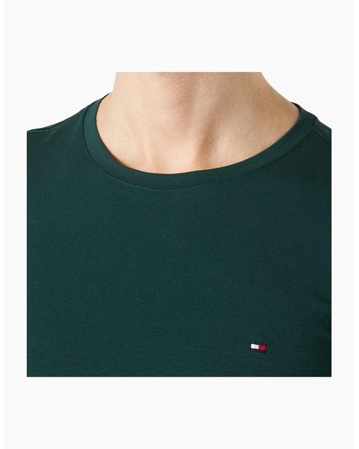 Tommy Hilfiger Green 10839 T Shirts Crew Neck Short Sleeve Summer New Cotton Tee for men
