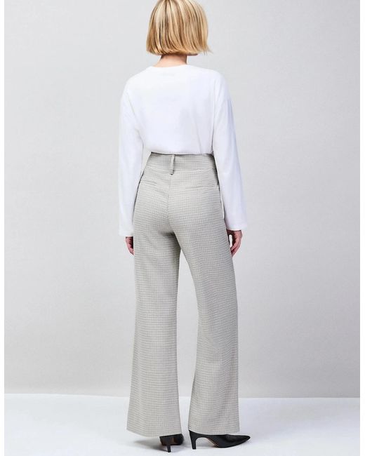 Ro&zo White Petite Neutral Check Flare Trousers