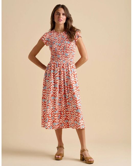 Brakeburn Natural Spring Vine Midi Dress