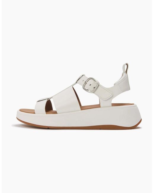 Fitflop White F-Mode Fisherman Leather Urban Narrow Fit Sandals