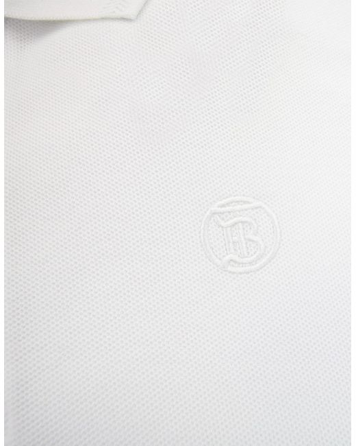 Burberry White Manzoni Monogram Pique Polo for men