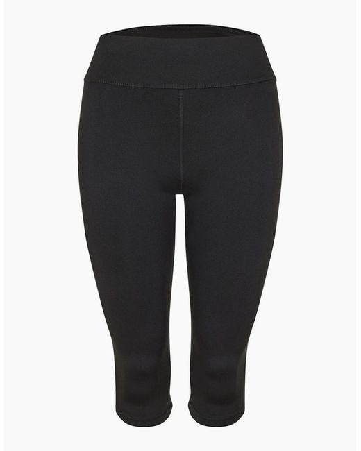 Diadora Black Three Quarter Solid Patterned Leggings