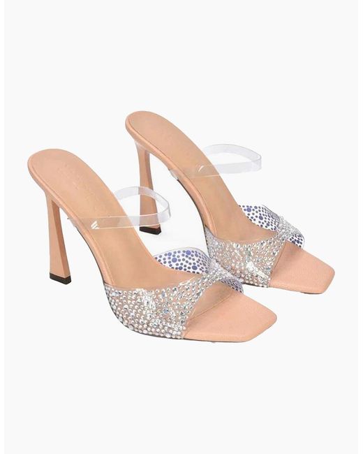 XY London Pink Ladies Lois Rhinestone Perspex High Heel Sandals