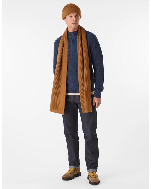Oliver Sweeney Brown Wool Blend Ribbed Scarf for men