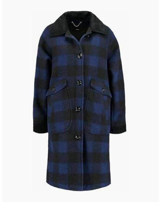 DIESEL Blue W-Dana Waistcoat Single Breasted Trench Xxs L Buffalo Check