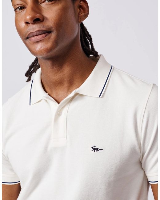 aubi White Percy Tipped Polo for men