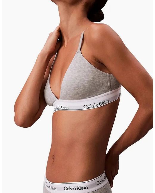 Calvin Klein White Icon Cotton Modal Lightly Lined Triangle Bra, Heather