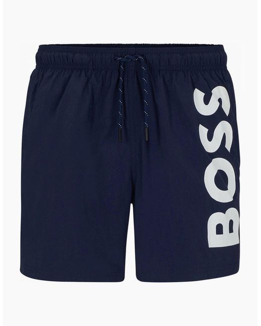 Boss Blue Boss Octopus Quick-Dry Swim Shorts With Vertical Logo Print for men